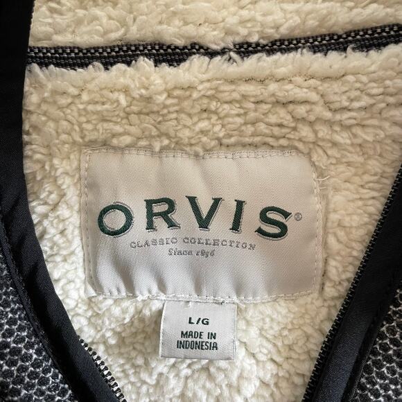 ORVIS Classic Collection Mens Quarter Zip Sweater Sherpa Lined Black L Outdoor - Picture 8 of 10